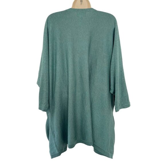 Ryllace Woman's Sz 1X Green Essence Drape Front Pocket Silk Blend Cardigan - Picture 3 of 9